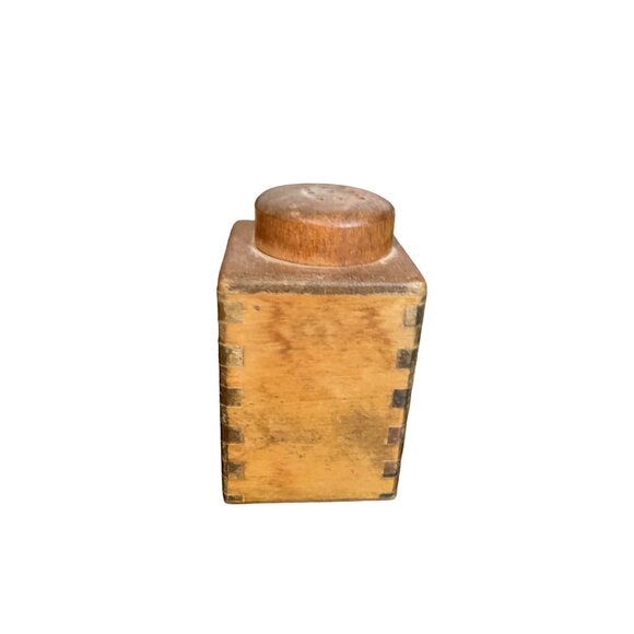 Vintage Wooden Salt Pepper Shaker Set Yellow Pattern Japan MidCentury Modern - Picture 5 of 16